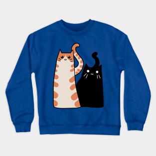 Tabby Cat and Black Cat Crewneck Sweatshirt